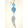 Turquoise Blue Faceted Glass with Silver Angel Wing Rear View