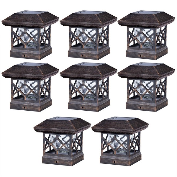 Twinsluxes Solar Post Cap Lights Outdoor - Waterproof LED Fence Post Solar Lights for 3.5x3.5/4x4/5x5 Wood Posts in Patio, Deck or Garden Decoration…………
