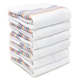 QILZO 12 Twill Kitchen Towels 45 x 45 cm, Cotton Kitchen Towels, Absorbent Kitchen Towels, Machine Washable, Set of 12 Kitchen Towels, Soft and Durable, White