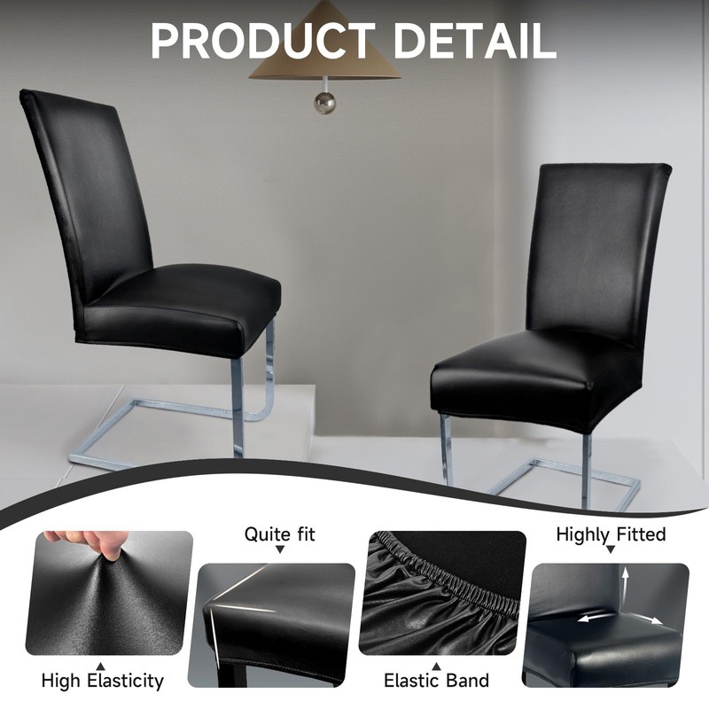 WENZMOC PU Leather Dining Chair Covers Removable 100% Waterproof Chair