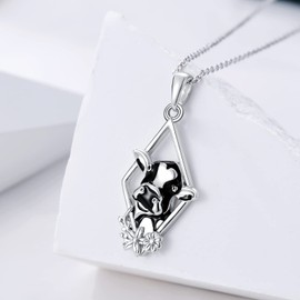 PROESS Sterling Silver Rose Flower Necklace Sunflower Necklace Crystal Fairy Lily Pendant Flower Jewellery Rose Flower Sunflower Gifts for Women Girls, Sterling Silver