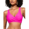 SHEKINI Women's Bikini Top Crossover Pleated Backless Push Up Adjustable