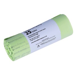 25 x 25 Litre Caddy Company Compostable Kerbside Caddy Bags – 1 roll - EN13432 25L Food Waste Liners