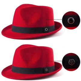 Wool Fedora Hats for Men - Red Trilby Hat Winter Warm Hat 1920s Accessories