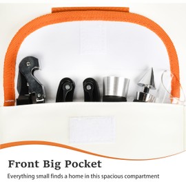 Tirrinia 2 Bottle Wine Gift Tote Carrier - Leakproof & Insulated with large pockets Wine Cooler Bag for Travel, Wine Tasting, Party, Dinner, Great Gift for Wine Lover,White Orange