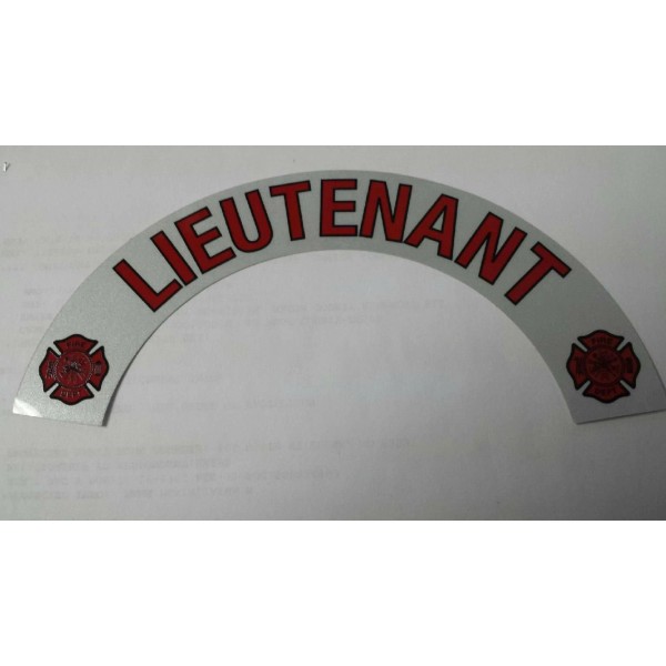 Unbranded Decal Curved FIREFIGHTER LIEUTENANT REFLECTIVE HELMET TRUCK EQUIPMENT FIRE