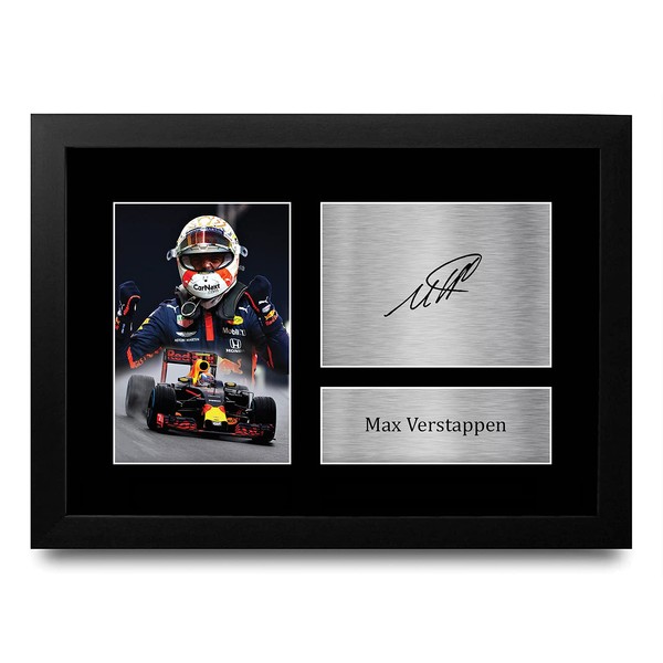 HWC Trading FR A4 Max Verstappen Formula 1 Gifts Printed Signed Autograph Picture for F1 Formula 1 Racing Fans - A4 Framed