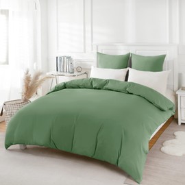 REDKEY 2-Piece Bed Linen Set, 155 x 220 cm Duvet Cover with 80 x 80 cm Pillowcase, Microfibre Bedding Sets with Zip, Cuddly Soft, Lawn Green