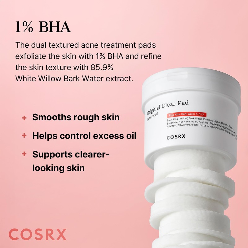 COSRX BHA Toner Pads, 70 Sheets, Exfoliating Pads for Dead