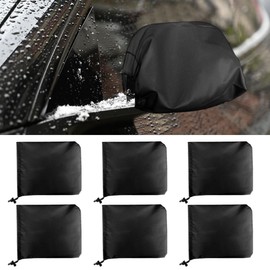 6PCS Car Side Mirror Snow Cover, Waterproof Auto Rearview Protection Cover, 210D Oxford Cloth Mirror Ice Guard, Winter Universal Car Mirror Accessories for Car, SUV, Truck (Black)