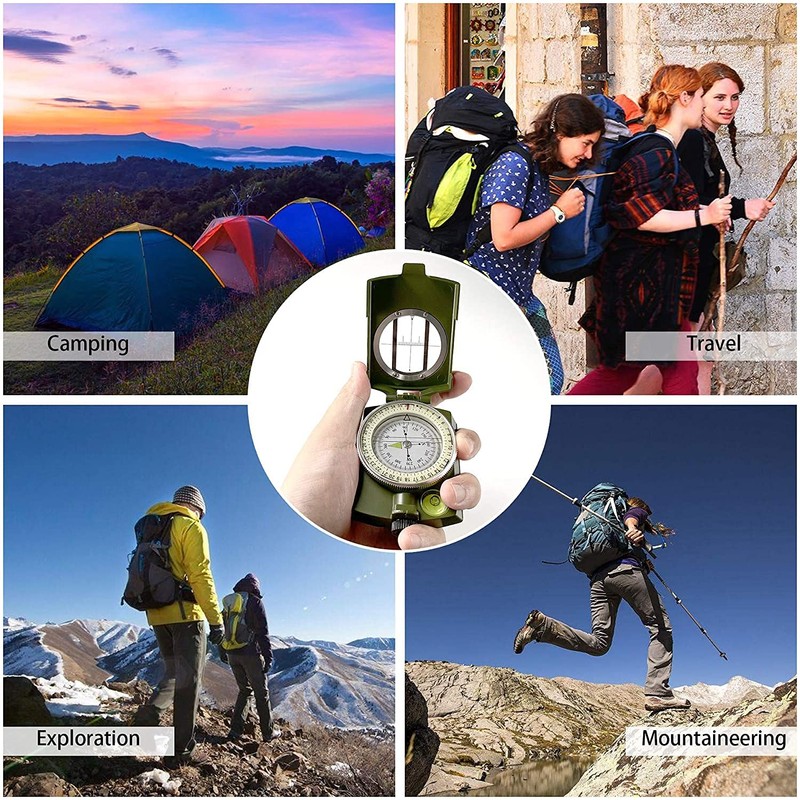 Hiking Compass, Military Compass Tactical Survival Navigation Compass Multifunctional Waterproof