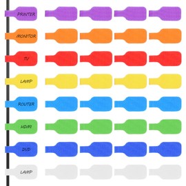 Yuanchu Pack of 32 Cable Labels Cable, Cable Labelling Clip Reusable Writeable Cable Labels Multicoloured Cable Organiser Wire Labels Labelling for Cable Management Identification