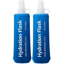 TACVEL 2 Pack 250 ml/8.5 oz Soft Flask, Flexible TPU Soft Water Flask for Running Vest, BPA-Free Hydration Flask for Running, Hiking, Cycling, Climbing-Blue