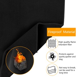 Fireproof Mat 120 x 100 cm, Fire Protection Mat, Heat Resistant Up to 1000 °C, Carbon Felt Heat Protection Mat, Ideal as a Fire Protection Mat for Barbecues, Camping, Welding, Fireplace, Lawn