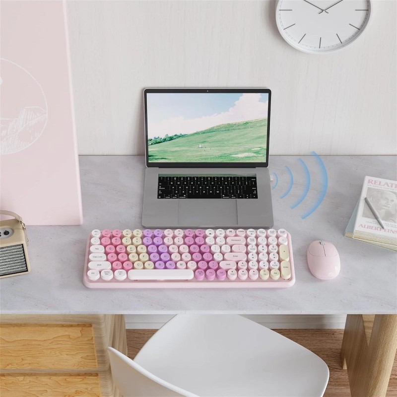 NEOBELLA Rainbow Colorful Keyboard & Mouse Combo Wireless Gradient Color