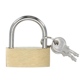 PATIKIL Solid Brass Padlocks 1.9", 1 Pcs Keyed Different Long Shackle Lock Padlock with 2 Keys Weatherproof for Gym Locker Gate Fence Outdoor Indoor