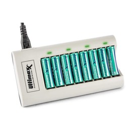 Ultimaxx 8 AA 3150mAh Ni-MH/Ni-CD Rechargeable Batteries + Rapid Battery Charger