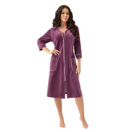 LEVERIE Fashionable women's bathrobe/dressing gown/sauna robe with cosy hood, Variant 6 Purple