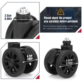 Zoofen Luggage Wheels Replacement with Brake - 2pcs Wear-Resistant Suitcase Spinner Wheels for Luggage (Black)