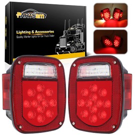 Partsam - Juego de luces traseras cuadradas combinadas traseras compatibles con Wrangler TJ YJ CJ-5 CJ-7 1979-2006 luces traseras de repuesto, lado del pasajero y lado del conductor
