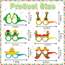 12 Pieces Mexican Fiesta Eyeglasses Mexican Fiesta Party Supplies Glasses, Cinco De Mayo Paper Eyewear Avocados Cacti Peppers Pinata Photo Props for Fiesta Party Birthday Costume Idea Decoration