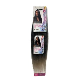 Obsession Pre-Loop Crochet Yaky Perm Hair Extensions, 46 cm, 18 inches, Straight Style, Color OT1B/4/SILVER