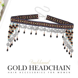 CLOACE Coins Headchain Vintage Tassel Headpiece Forehead Chains Prom Festival Headband for Women and Girls