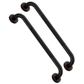 2 Pack 20 Inch Bronze Shower Grab Bar Matte Black, Munzong Antique Brass Bathroom Grab Bar w/Anti-Slip Knurled Grip, Bathroom Balance Bar, Safety Handrail Support, Injury Elderly Senior Assist Handle