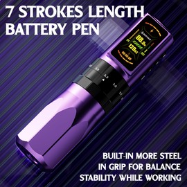 NEDPAIN Adjustable Stroke Wireless Tattoo Pen Kit with Ink and Needles