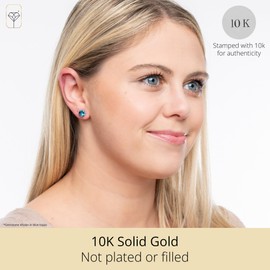 MAX + STONE 10k White Gold 8mm Round February Birthstone Green Amethyst Stud Earrings for Women