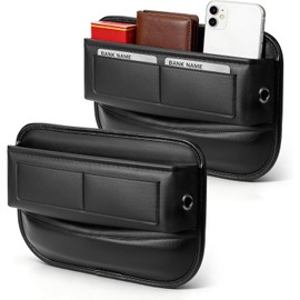 Organizador de relleno para asiento de coche, relleno universal de piel de alta calidad con ranuras para tarjetas para asiento delantero entre asiento de coche y consola para teléfono, anteojos