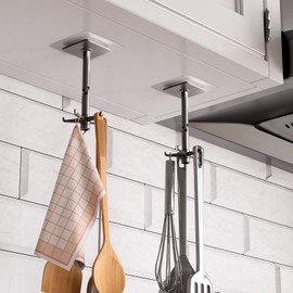 Galetcy Kitchen Utensil Hanger -10 Pcs 360° Rotatable Kitchen Organizer with 6 Claws No Drilling Vertical Flip Cutlery Holder for Towel Spoon Spatula Key Purse