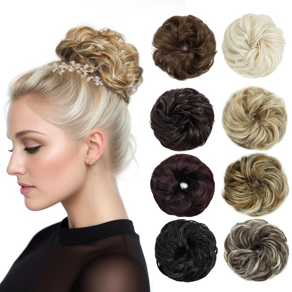 Luxiremi Bun Hairpieces in Ash Blonde Mix Bleach Blonde for