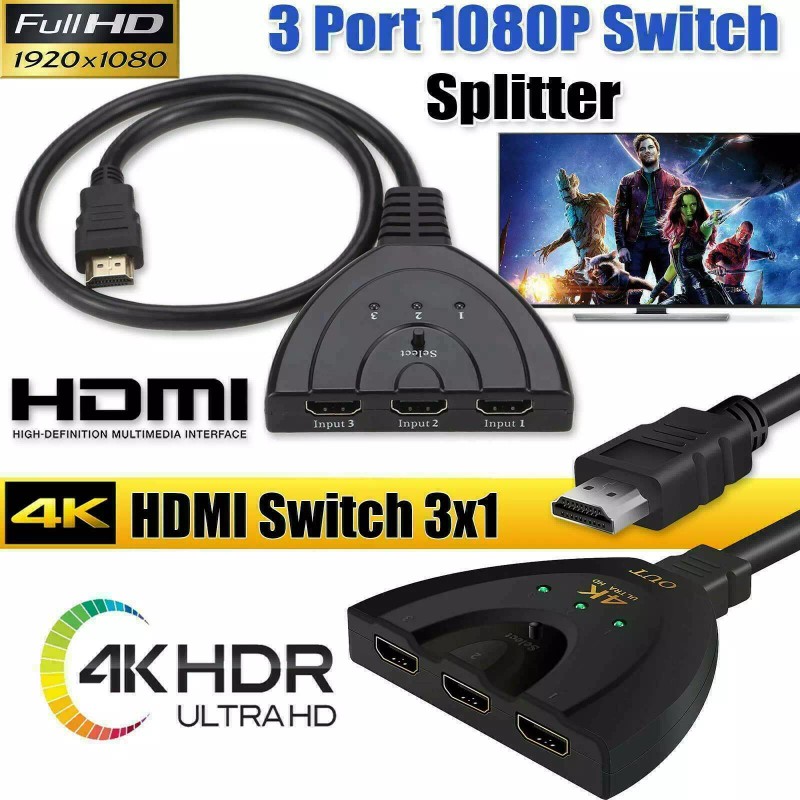 Ultra 2K 4K 3in 1out HDMI Switch Hub Splitter TV