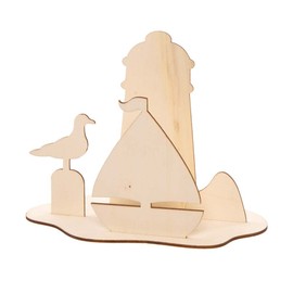 Baker Ross FE342 Seaside Wooden Scene Kits - Pack of 4, Woodcraft Construction Kits For Kids Arts and Crafts Projects