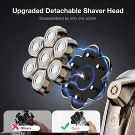 Electric Head Shaver Bald Men - 7D Magnetic Face Heads Shavers Hair Clippers Wet Dry Shaving Kit for Men Gift Set Waterproof Razor Rotary Blade Beard Nose Trimmer, USB Type-C Rechargeable LED Display