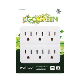 GoGreen Power GG-16000TW - 6 Outlet Wall Tap Adapter, White