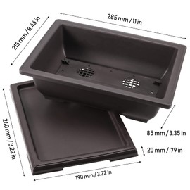 JEUIHAU 4 Pack 11 Inches Plastic Bonsai Training Pots, Bonsai Tree Pot with Humidity Trays, Rectangular Plastic Bonsai Planter for Succulent, Herb, Flower, Potted Plant