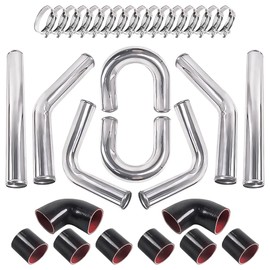 Aumtoni Universal 3" Inch Aluminum Intercooler U-Pipe Kit W/Silicone Hose and Stainless Steel T-Clamps