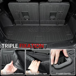 JOULARISE Cargo Mat Backrest Mats for 2016-2024 2025 Dodge Durango 6/7 Seats Accessories, All Weather TPE Trunk Mat Cargo Liner SXT GT RT SRT 392 Citadel Hellcat(Cargo Mat and 3rd Backrest Mats)