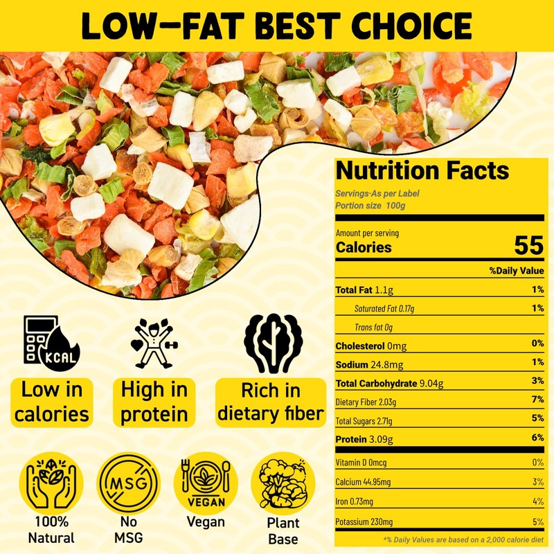 Ramen Toppings Mix Dehydrated Vegetables - Freeze-Dried Tofu & Vegetables,