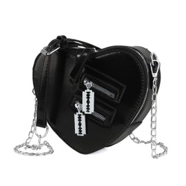 Oweisong Black Heart Shaped Purse Cute Red Gothic Bag Purse for Women Ladies Chain Crossbody Shoudler Handbag