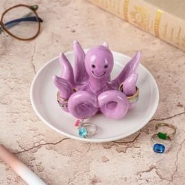 TAOJINJI Octopus Ring Holder Jewelry Dish, Preppy Room Decor Jewelry Holder Trinket Dish, Octopus Gifts for Women Birthday Christmas