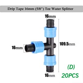16mm Drip Irrigation Locking Tee Connectors, 20 Pack