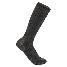 Carhartt Men's Midweight Synthetic-Wool Blend Boot Sock, Carbon Heather, Large