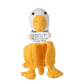 lasuroa Funny Positive Crochet Toy, 4.72 Inch Positive Duck Yarn Positive Banana Crochet with Inspirational Card Cute Positive Knitted Doll Positive Life Potato for Home Office Desk Decoration