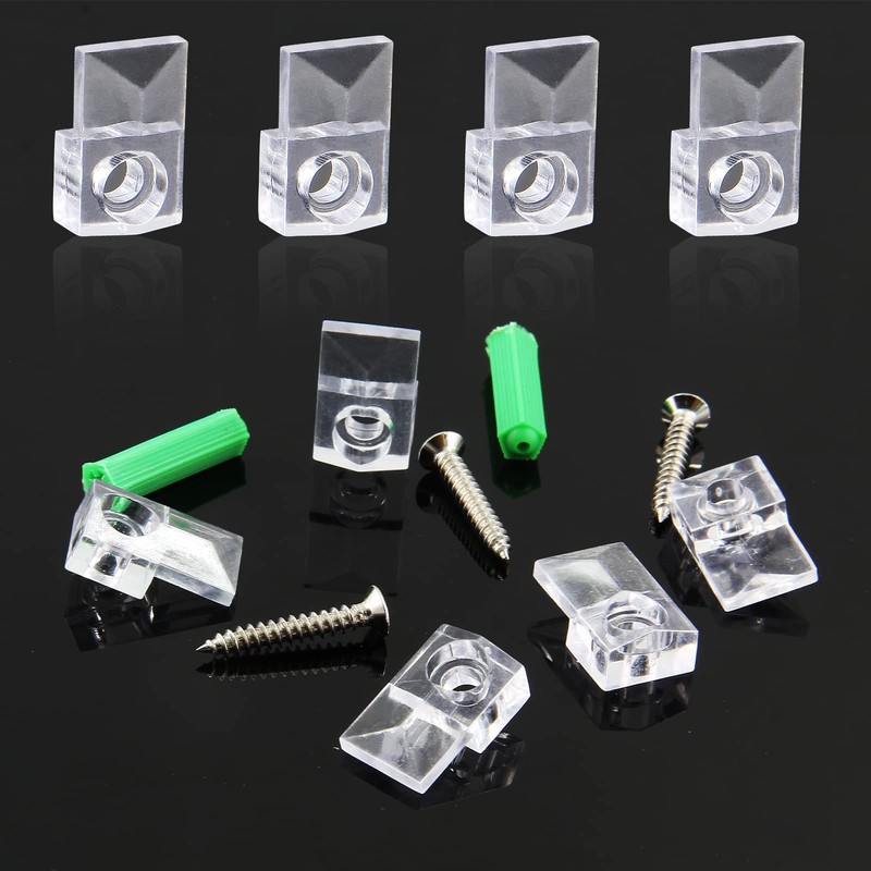 Qjaiune 20 Pack Mirror Holder Clips for Walls, Clear Retainer