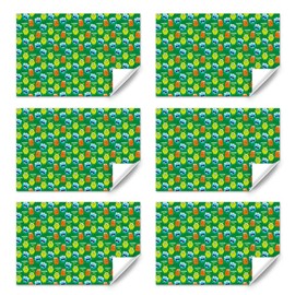 Monster Party Wrapping Paper for Boys Girls Kids, Cutie Little Monsters Pattern Green Gift Wrap Paper Folded Flat 6 Sheets for Child Birthday Party Baby Shower Kindergarten Celebrating All Occasions
