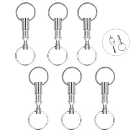 6pcs Quick Release Keychains, Portable Detachable Dual Pull Apart Key Chain，Quick Disconnect Keyring with Metal Keyring for DIY Craft Home Car Key Accessory