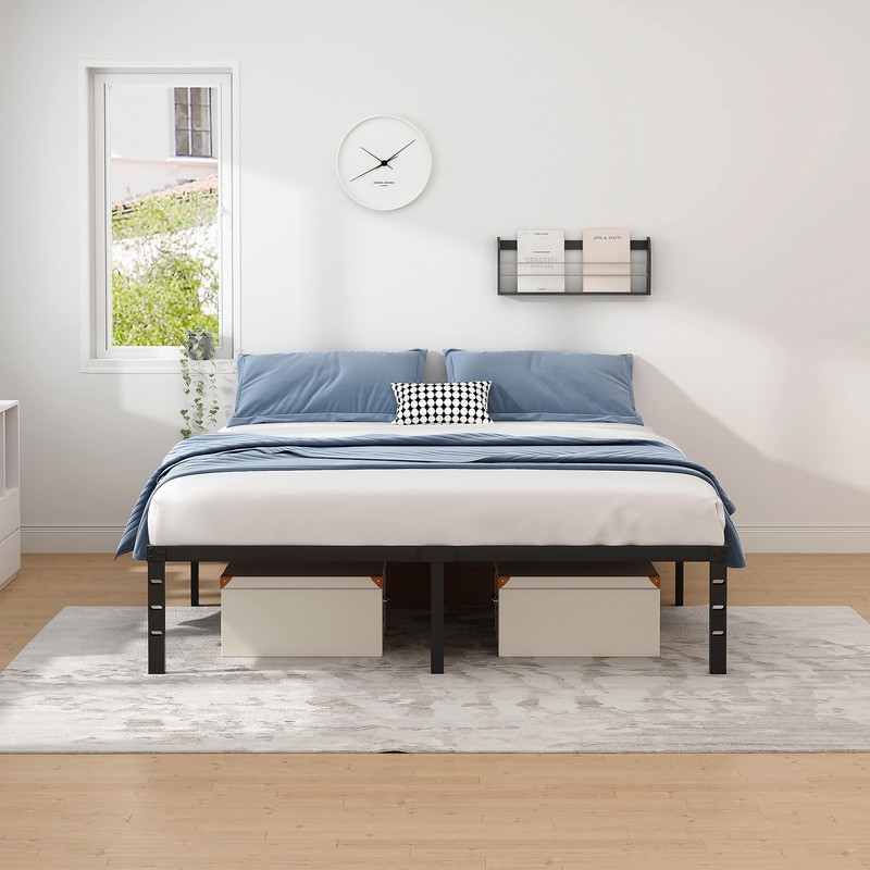 NEW JETO Metal Bed Frame,Full Size Bed Frame with Storage